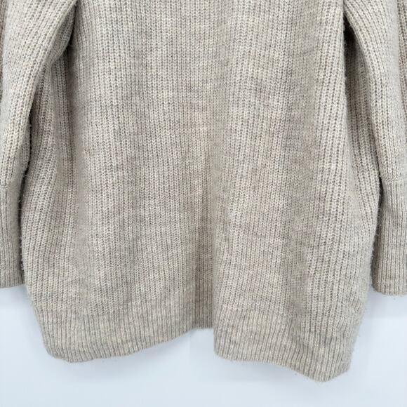 Rachel Parcell Chunky Knit Shawl Collar Open Cardigan Balloon Sleeve Sweater Tan - Picture 9 of 11